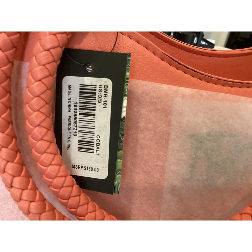 NMD‎ Coral Satchel Bag Braided Handle Crossbody Purse Zip Pocket NEW